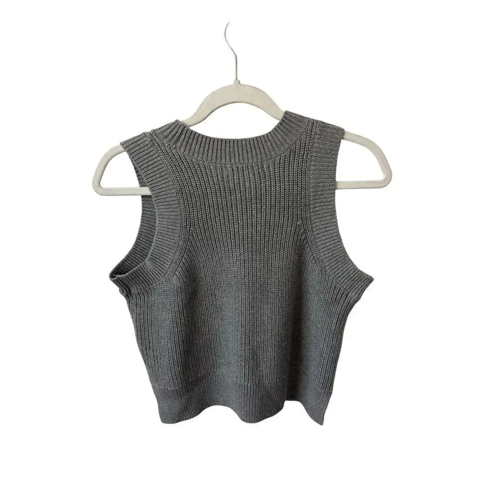 525 DEMI: HIGH CREWNECK COTTON TANK - Grey - XS - Picture 3 of 4